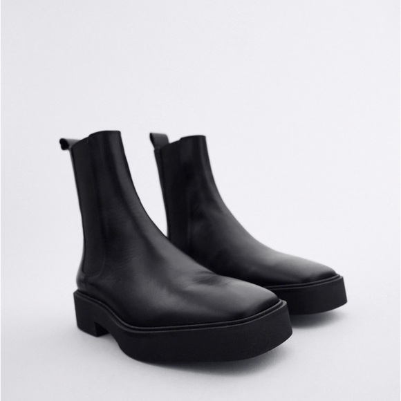 Zara Shoes - Zara Low Heeled Square Toe Leather Ankle B…